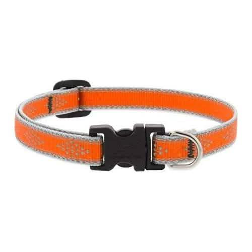 Lupine Orange Diamond Adjustable Dog Collar, Size 0.5X8-12in