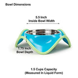 PetRageous Designs 1.5-Cup Stainless Steel Milos Teal Bowl for Cats and Dogs