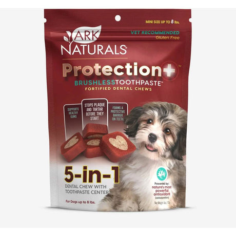 Ark Naturals Dog Treat Protection+ Brushless Toothpaste 5-in-1 Dental Chews Mini