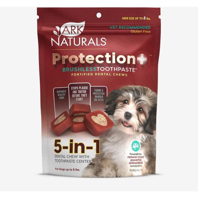 Ark Naturals Dog Treat Protection+ Brushless Toothpaste 5-in-1 Dental Chews Mini