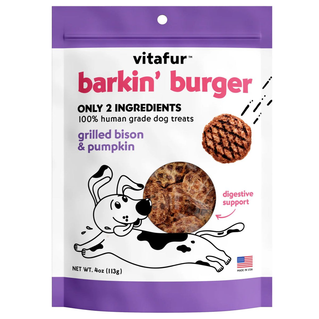 Vitafur Dog Treat Barkin' Burger Grilled Bison & Pumpkin