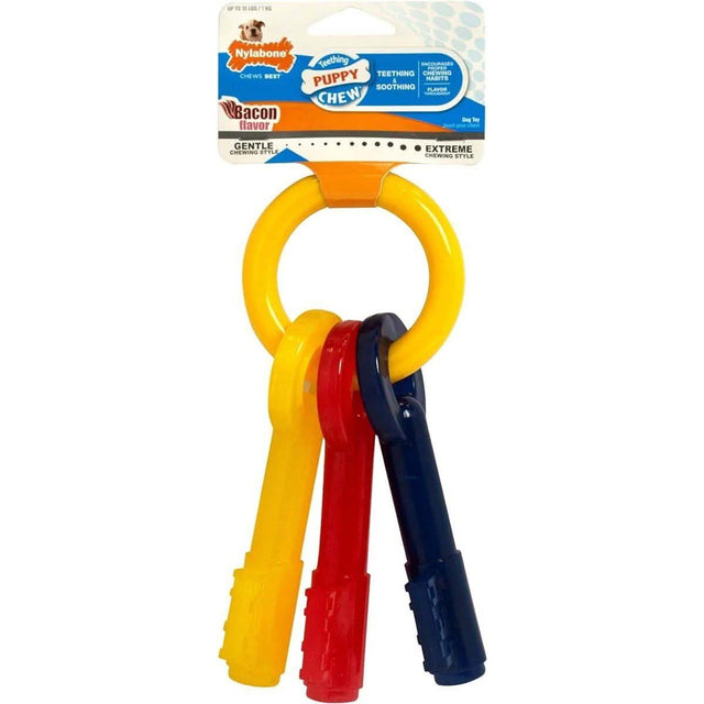 Nylabone Dog Toy Keys with Bacon Flavor for Teething Puppies