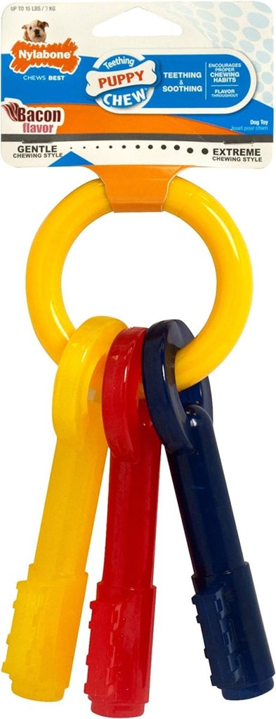 Nylabone Dog Toy Keys with Bacon Flavor for Teething Puppies