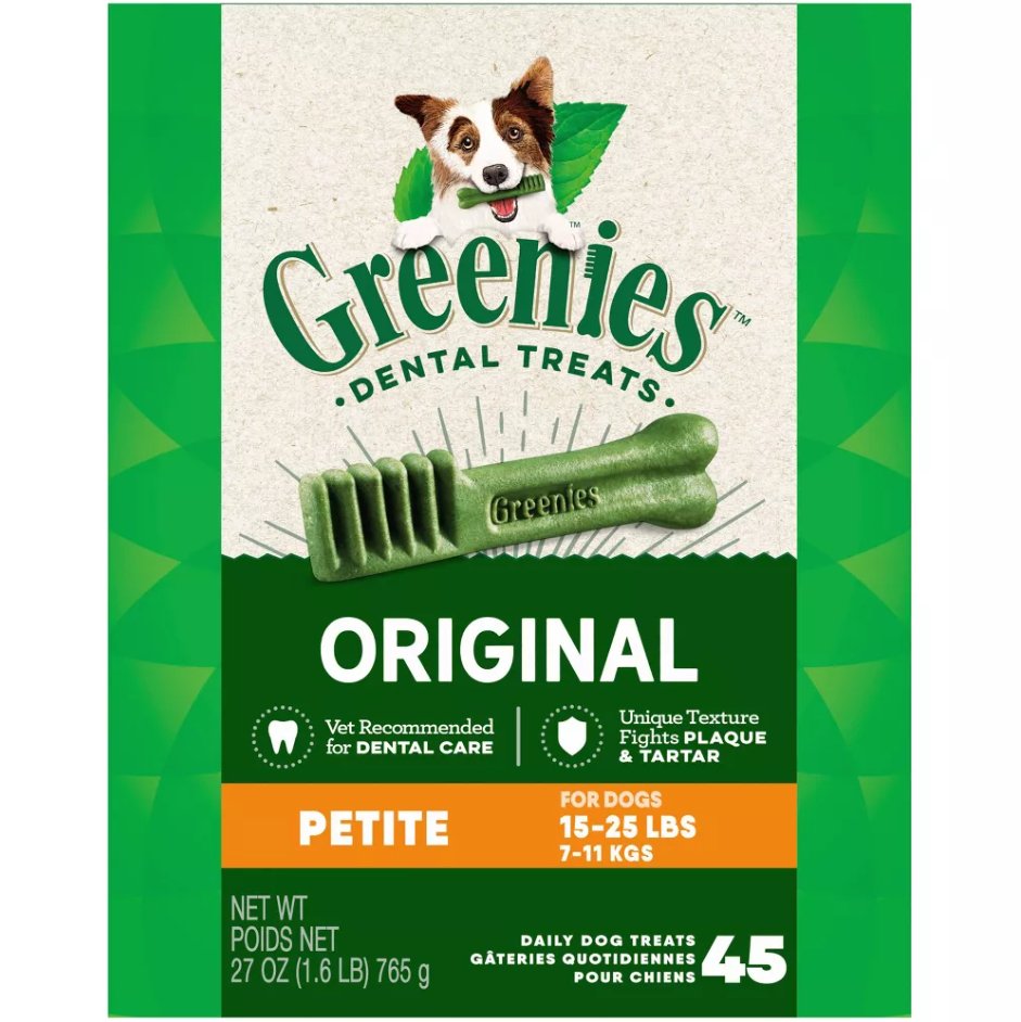 Greenies Dog Treat Original Dental Treats Petite 45 count