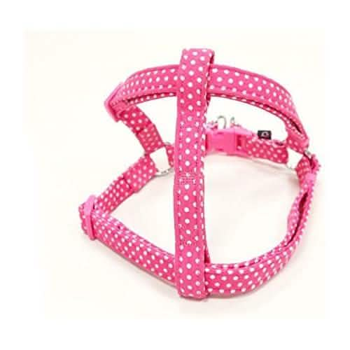 Dogo Pet Large Easy Click Dog Harness in Pink Polka Dots Pattern