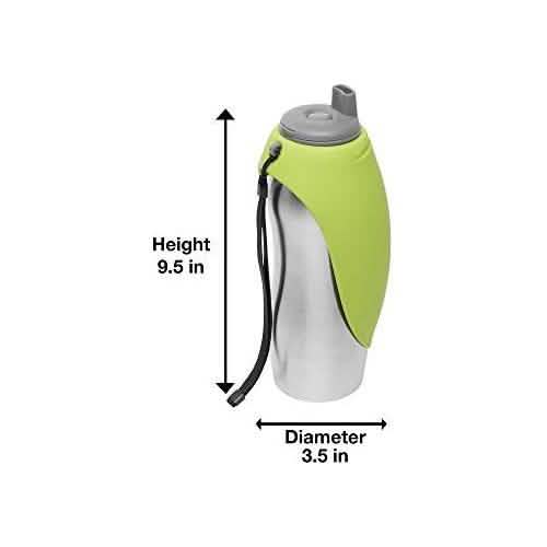 Messy Mutts Green Travel Water Bottle for Dogs, 24oz Size