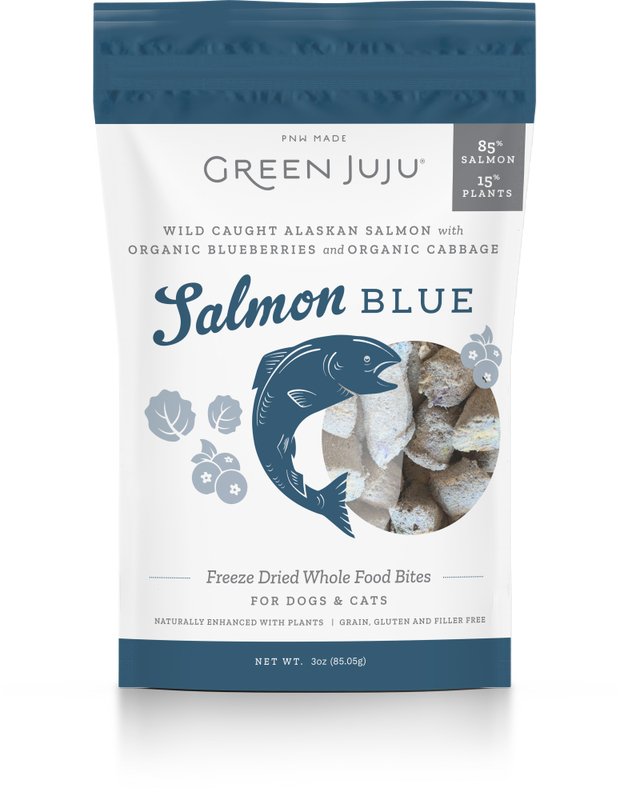 Green Juju Dog &amp; Cat Food Topper Freeze-Dried Salmon Blue