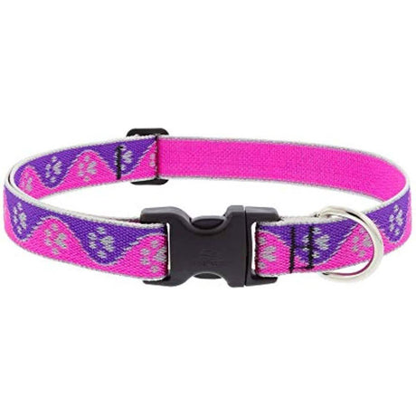 Lupine Adjustable Dog Collar 12-20 Inch, 1 Inch Width, Pink Paws Design