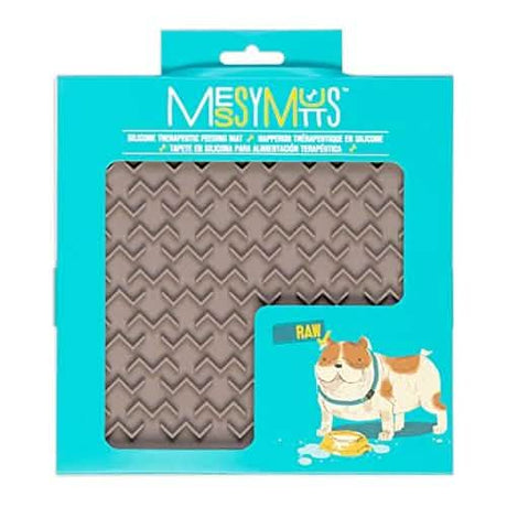 Messy Mutts Lick Mat Silicone for Dogs, Warm Gray, Size 8x8in