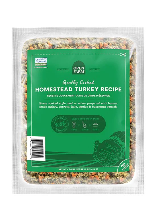 Open Farm Cooked Frozen Dog Food Homestead Turkey Recipe