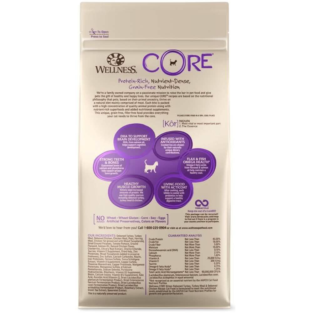 Wellness Dry Cat Food Core Kitten Turkey & Chicken Recipe