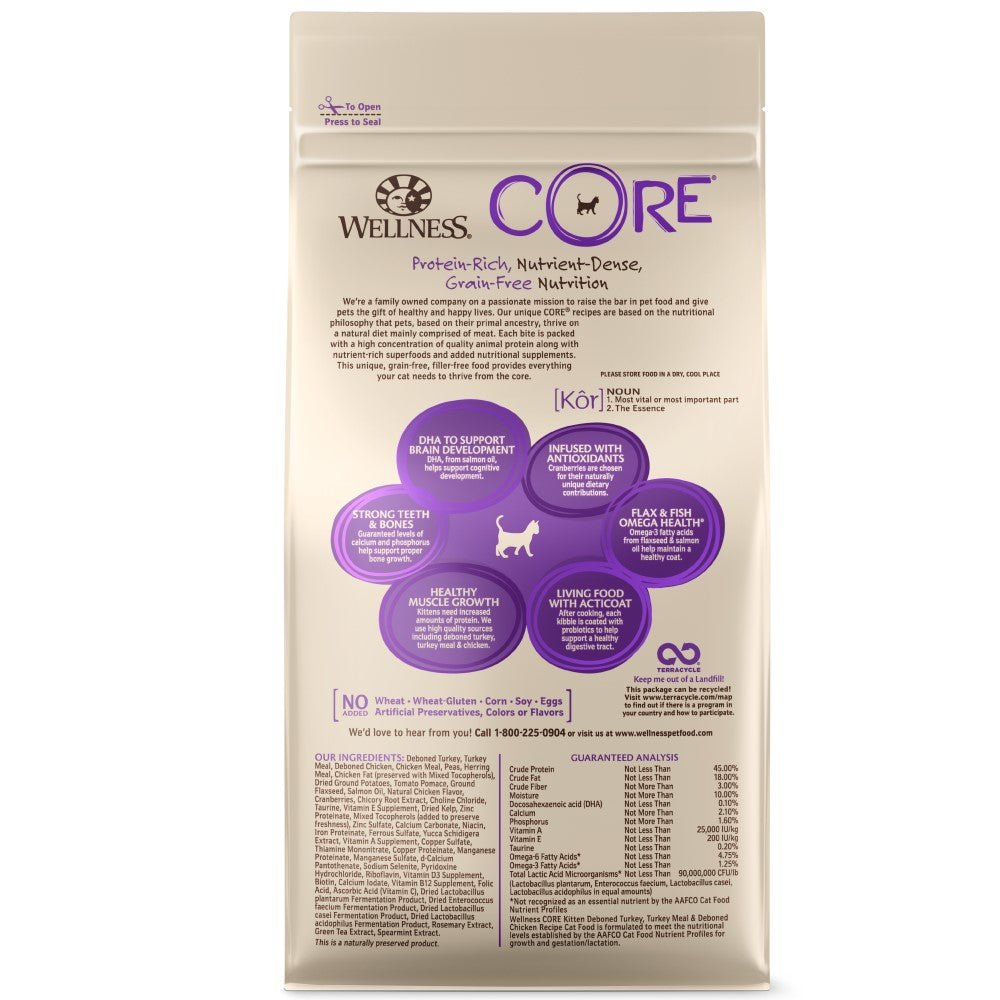 Wellness Dry Cat Food Core Kitten Turkey & Chicken Recipe