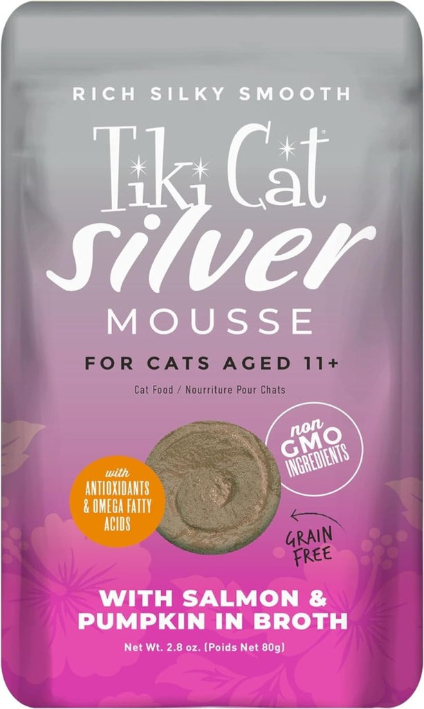 Tiki Cat Silver Mousse with Salmon & Pumpkin in Broth for Cats Aged 11+