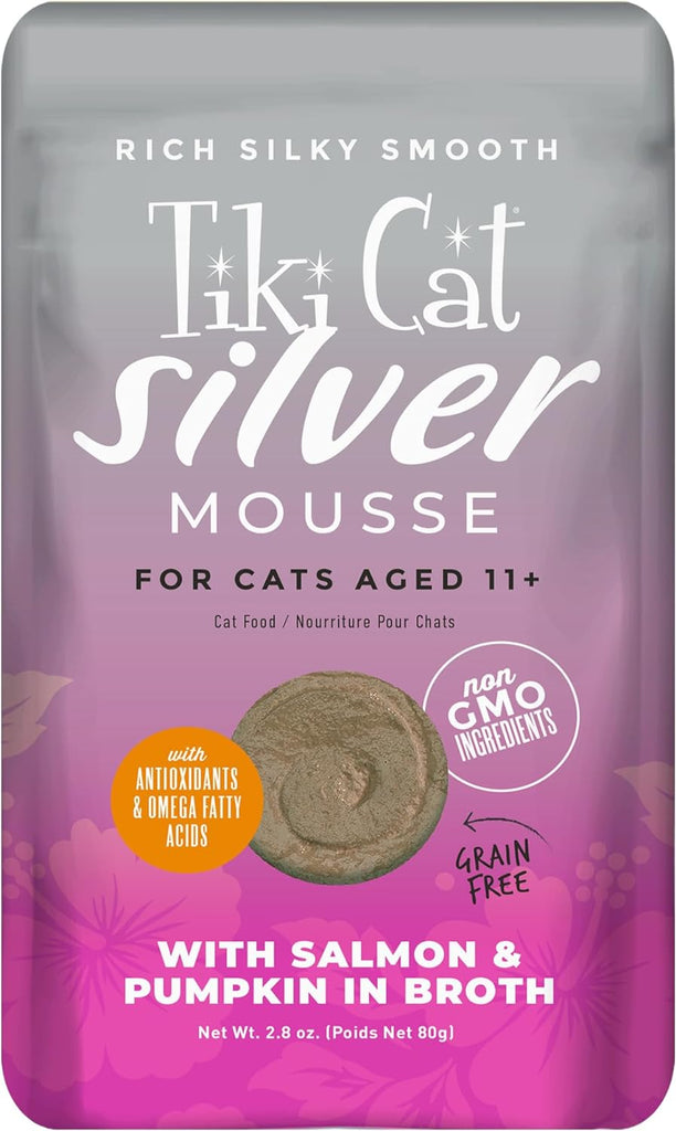 Tiki Cat Silver Mousse with Salmon & Pumpkin in Broth for Cats Aged 11+