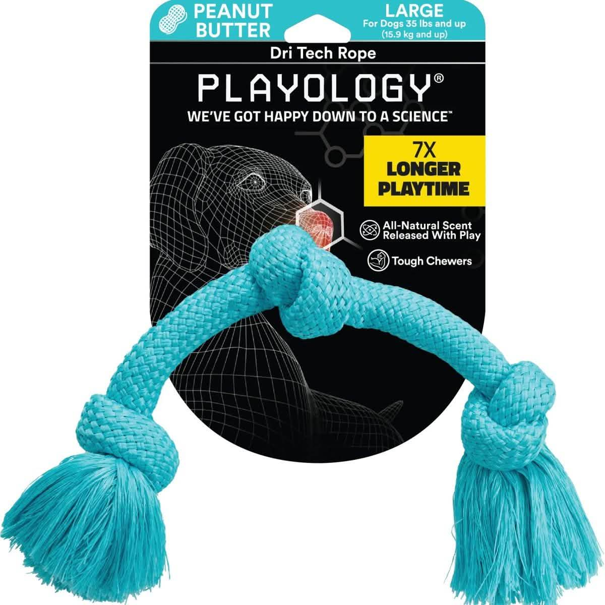 Playology Dog Toy Dri-Tech Rope - Peanut Butter Scent