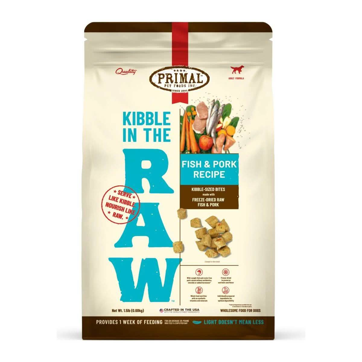 Primal Freeze-Dried Dog Food Kibble in the Raw Fish & Pork Recipe