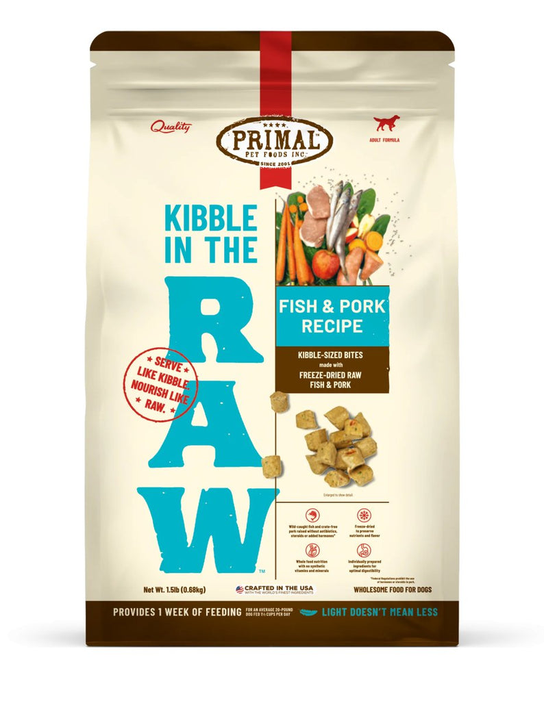 Primal Freeze-Dried Dog Food Kibble in the Raw Fish & Pork Recipe