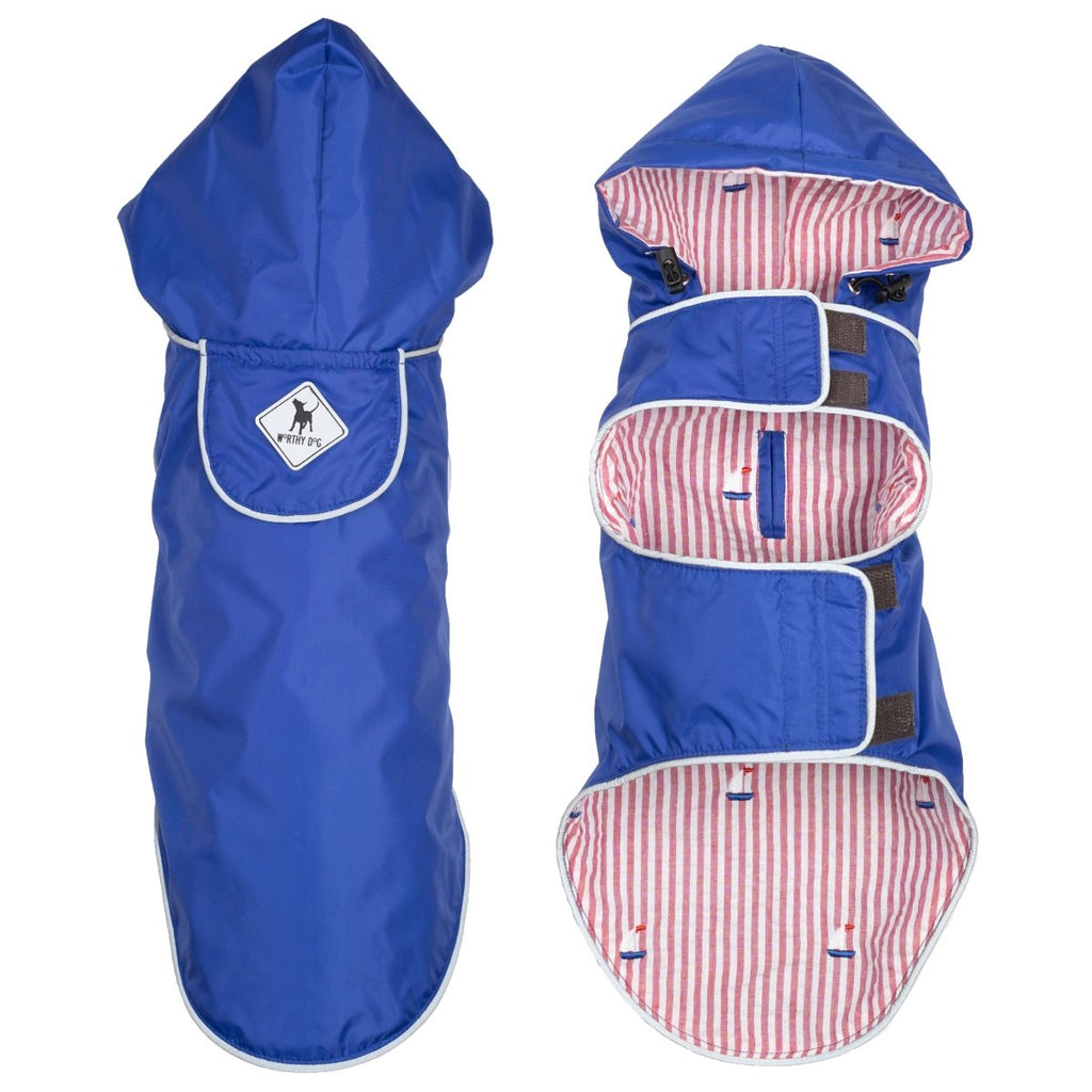 The Worthy Dog Seattle Slicker Jacket and Raincoat - Blue