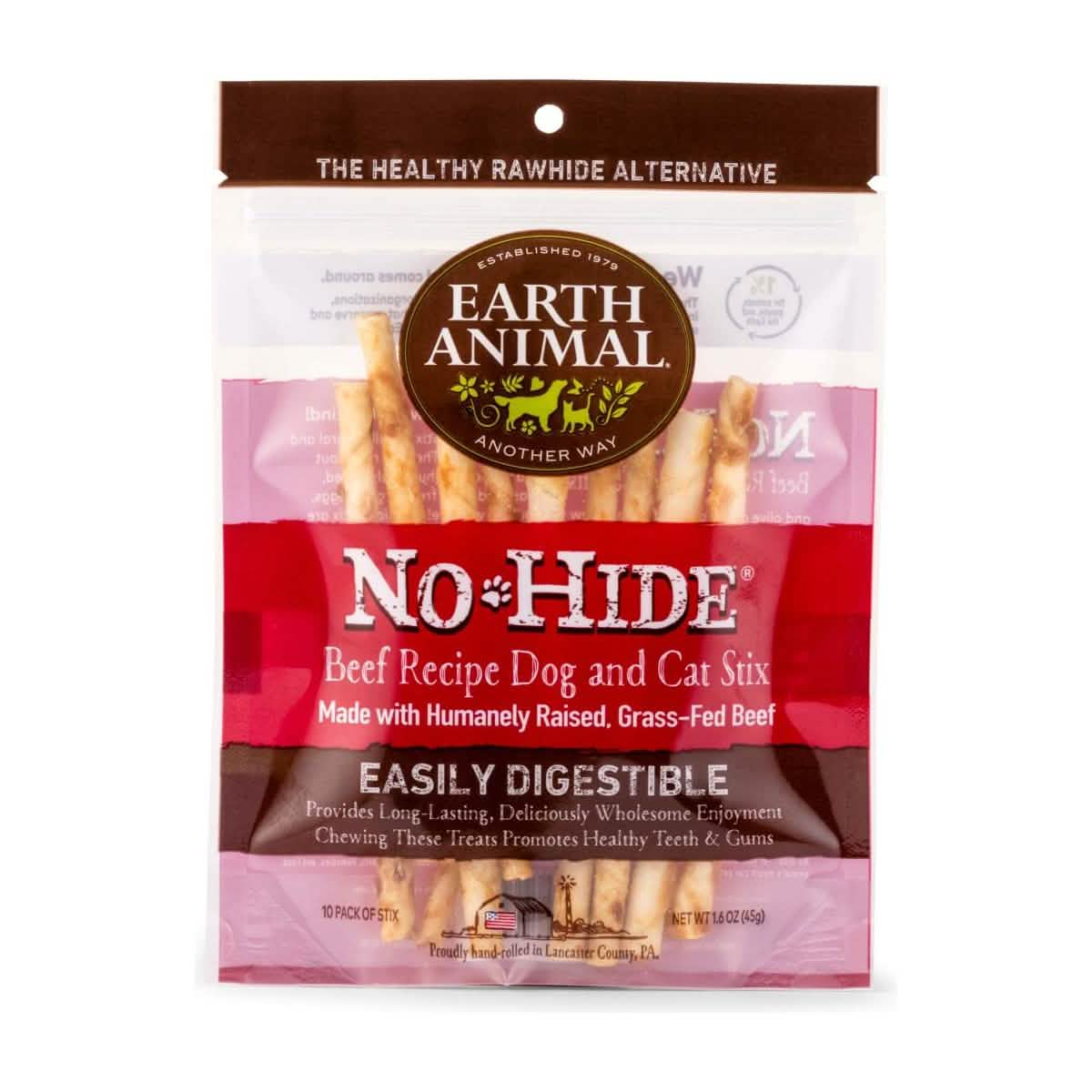 Earth Animal Dog Treat No-Hide Beef STIX 10 count