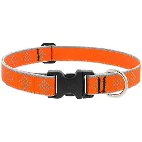 Lupine Orange Diamond Design 1-Inch Width 12-20 Inch Adjustable Dog Collar