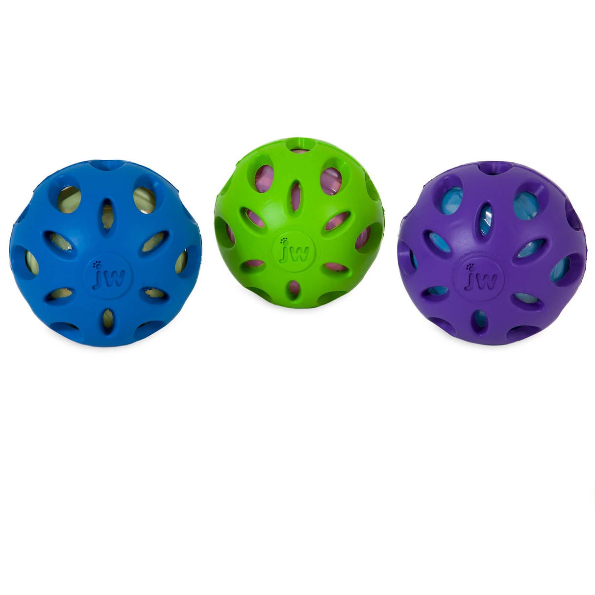 JW Petmate Crackle Heads Crackle Ball Crunchy Noise Chew Fetch Toy for Dogs Assorted Colors, Medium 3' Diameter