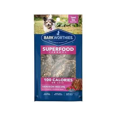 Barkworthies Superfood Venison Jerky Blueberry Cranberry Flavor for Dogs, 1-oz Pack