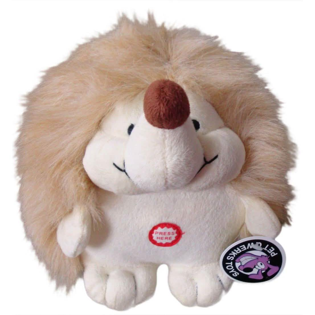 Petmate Small Beige Plush Chattering Hedgehog for Cats - PetQwerks Toy