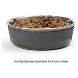 PetRageous Designs Stainless Kona Charcoal Cat Bowl, 6.5-Cup Capacity, 8.5-Inch Diameter, 2.75-Inch Height