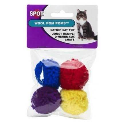 SPOT Catnip Cat Toy Wool Pom Poms (4 Pack)