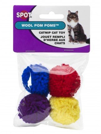 SPOT Catnip Cat Toy Wool Pom Poms (4 Pack)