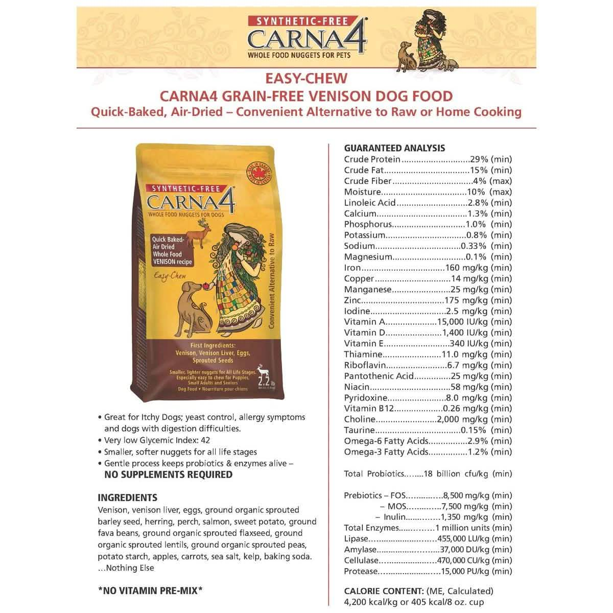 Carna4 Dry Dog Food Easy-Chew Venison Formula