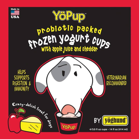 Yoghund Dog Treat YoPup Frozen Yogurt Cups with Apple Juice & Cheddar (4 Pack)