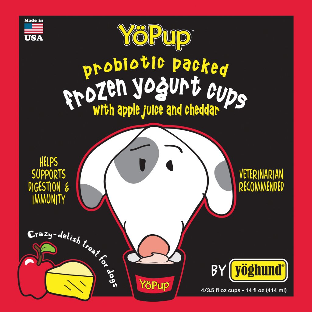 Yoghund Dog Treat YoPup Frozen Yogurt Cups with Apple Juice & Cheddar (4 Pack)