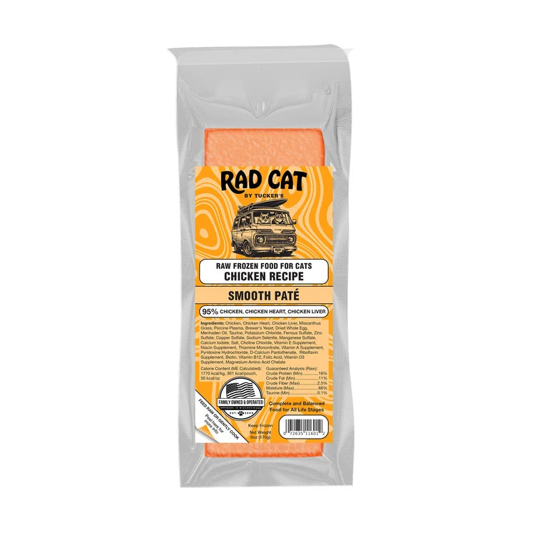 Rad Cat By Tucker's Chicken Recipe Smooth Pate Raw Frozen Food for Cats (6oz)