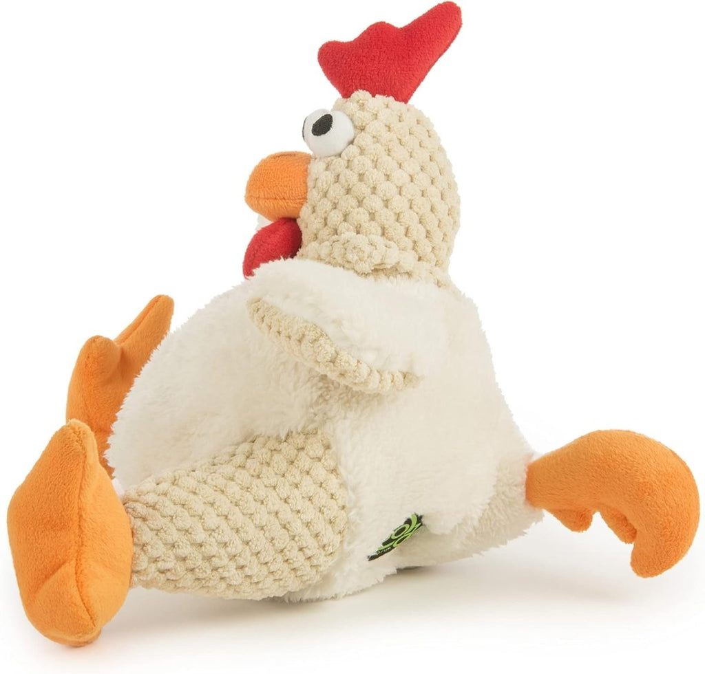 GoDog Dog Toy Checkers Fat White Rooster