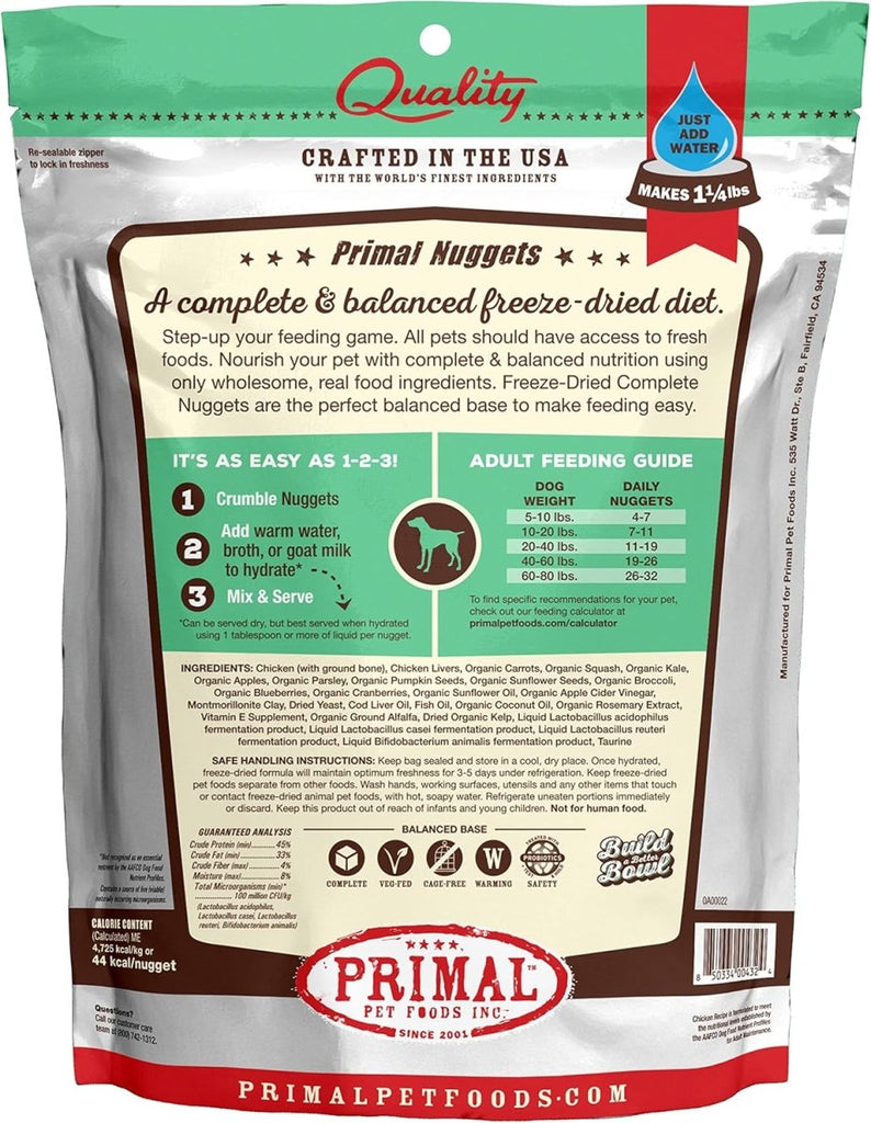 Primal Freeze-Dried Dog Food Nuggets Chicken Formula