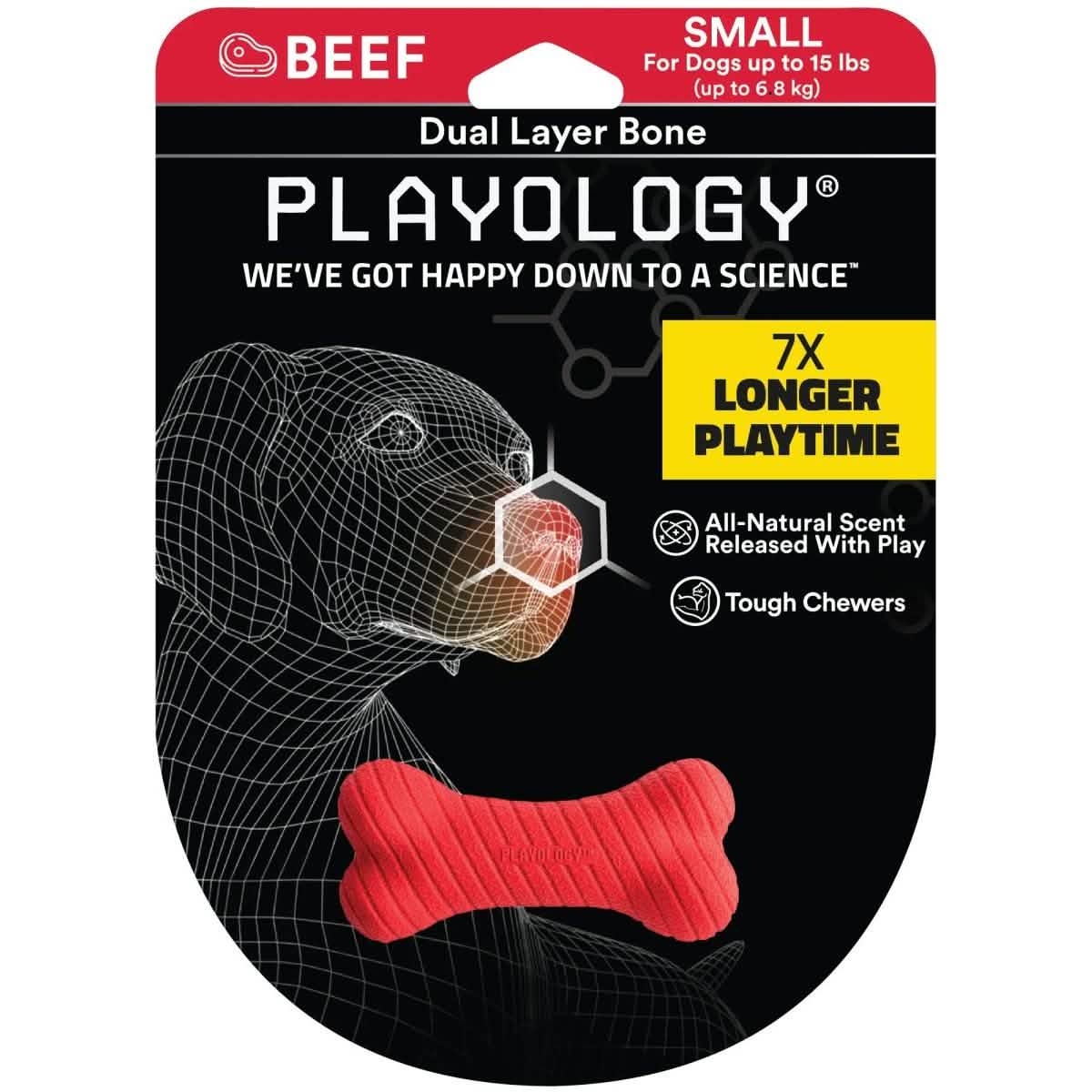 Playology Dog Toy Dual Layer Bone - Beef Scent