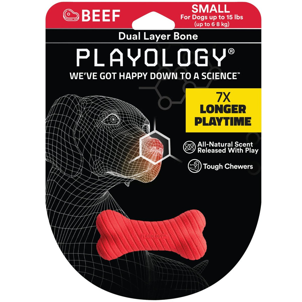 Playology Dog Toy Dual Layer Bone - Beef Scent