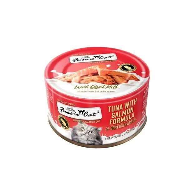 Fussie Cat Wet Cat Food Tuna with Salmon Formula in Goat Milk Gravy