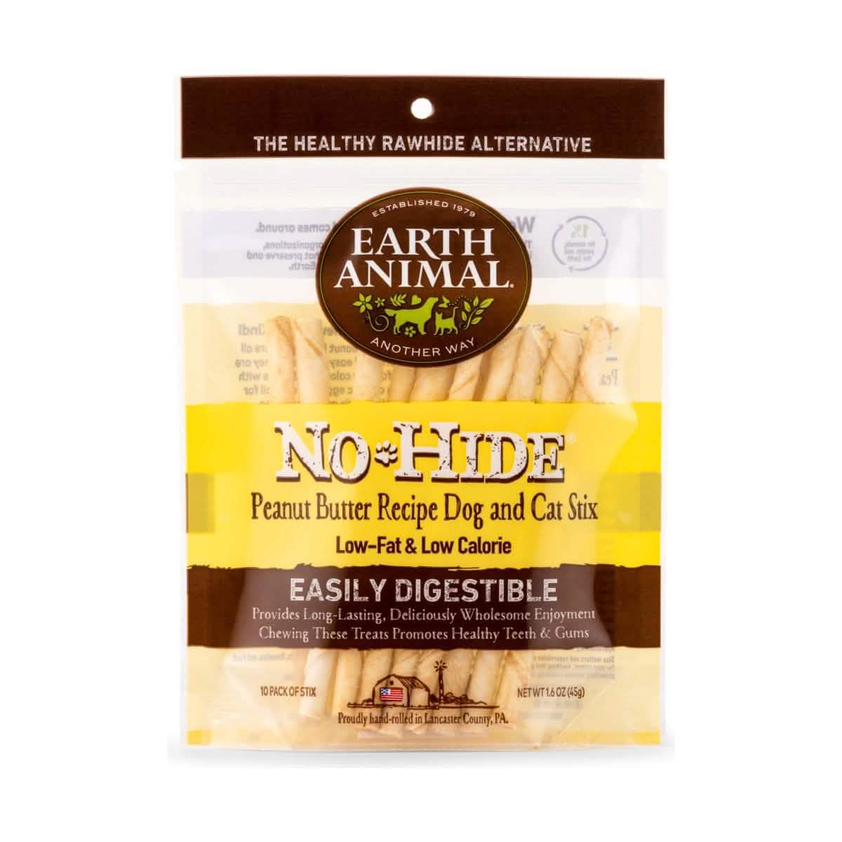 Earth Animal Dog Treat No-Hide Peanut Butter STIX 10 count