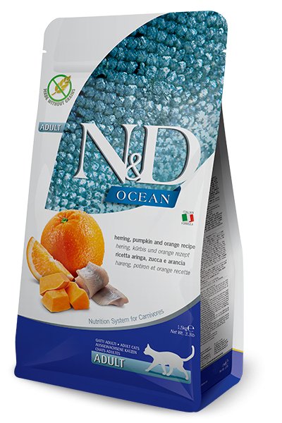 Farmina Dry Cat Food N&amp;D Ocean Herring, Pumpkin &amp; Orange