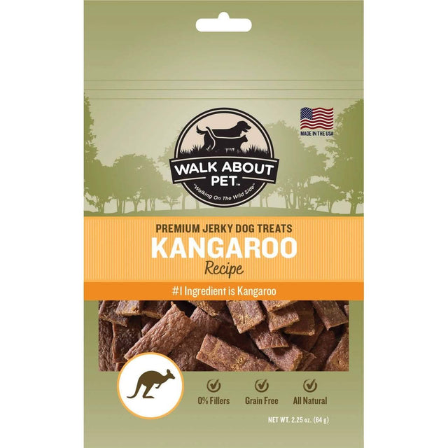 Walk About Brand Kangaroo Jerky for Dogs, Grain Free, 2.25oz Pack