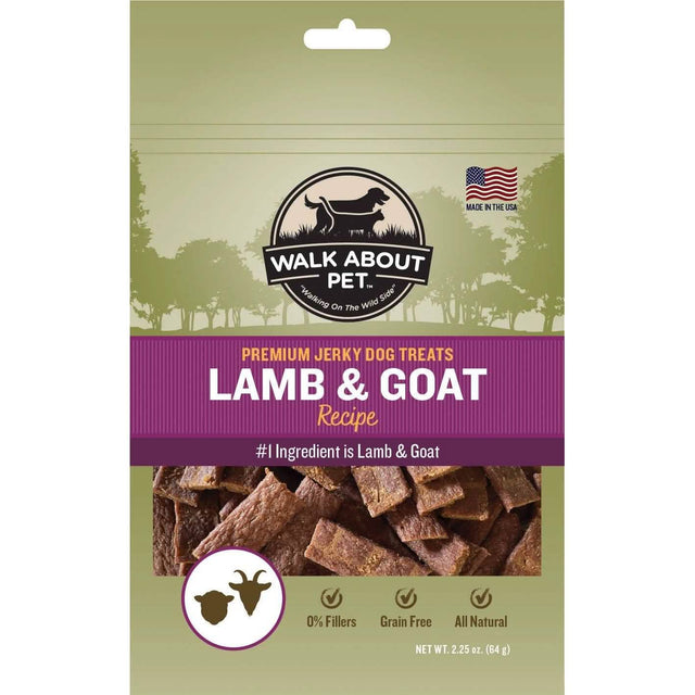 Walk About Brand Lamb & Goat Jerky for Pets, 2.25oz Pack