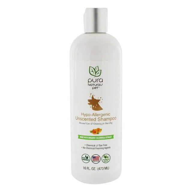 Pure and Natural Pet Hypoallergenic Shampoo 16oz - Unscented, Pure & Natural for Dogs and Cats