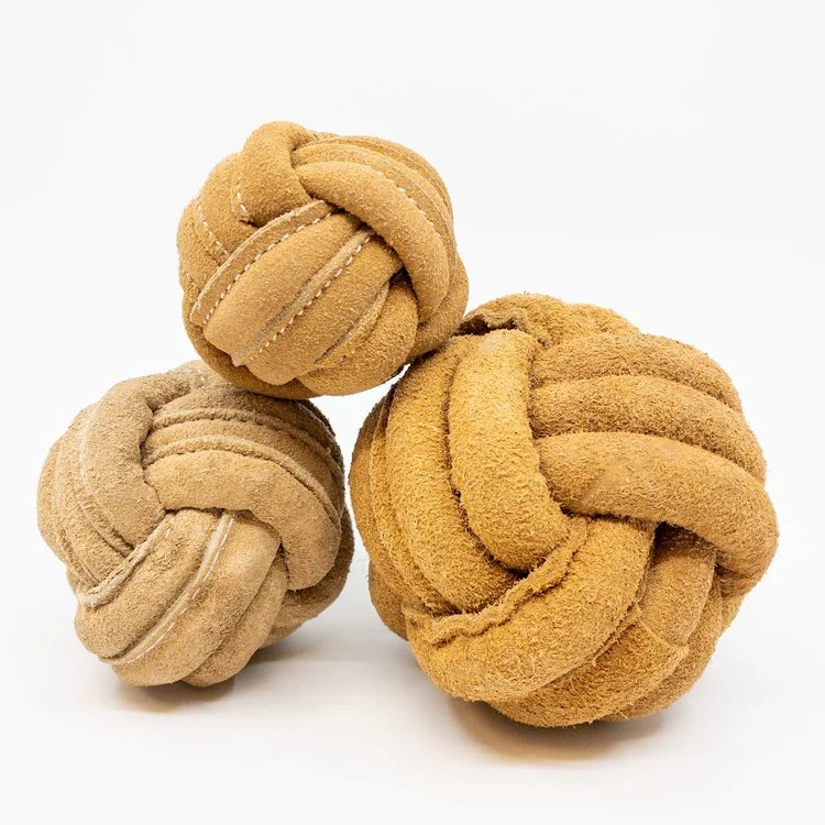 Huggle Hounds Dog Toy Huggle-Hide Natural Leather Ball