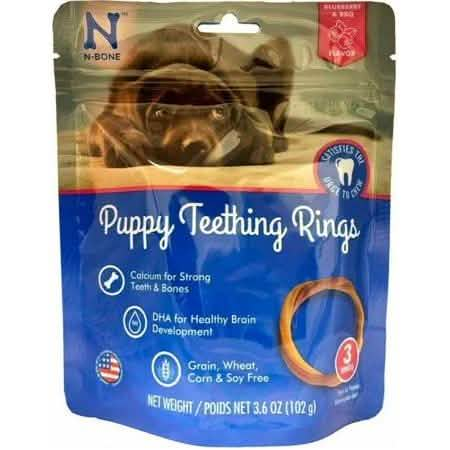 N-BONE PUPPY TEETHING RING Blueberry BBQ  3pk