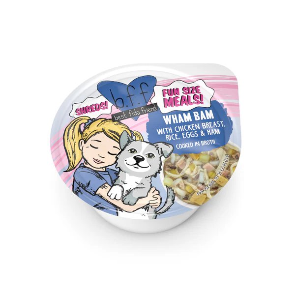 Weruva Wet Dog Food Cup BFF Wham Bam with Chicken Breast, Rice, Eggs & Ham in Broth