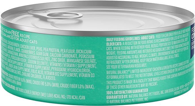 Natural Balance Wet Cat Food Limited Ingredient Chicken & Green Pea Paté