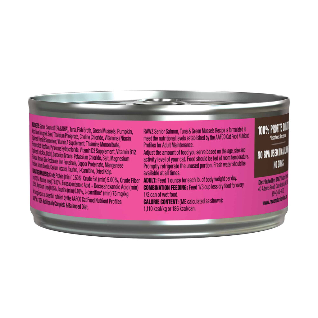 RAWZ Senior Salmon, Tuna & Green Mussels Recipe Cat Food with EPA, DHA & L-Carnitine