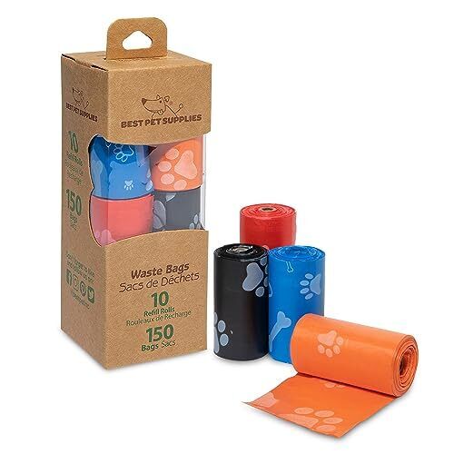 Best Pet Supplies Waste Bags - 10 15 Count Rolls (150 Bags) Assorted Colors